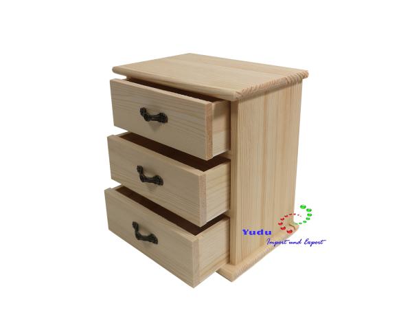 Holzkästchen Holz Kommode Aufbewahrungsbox Sammelkasten mit 3 Schubladen